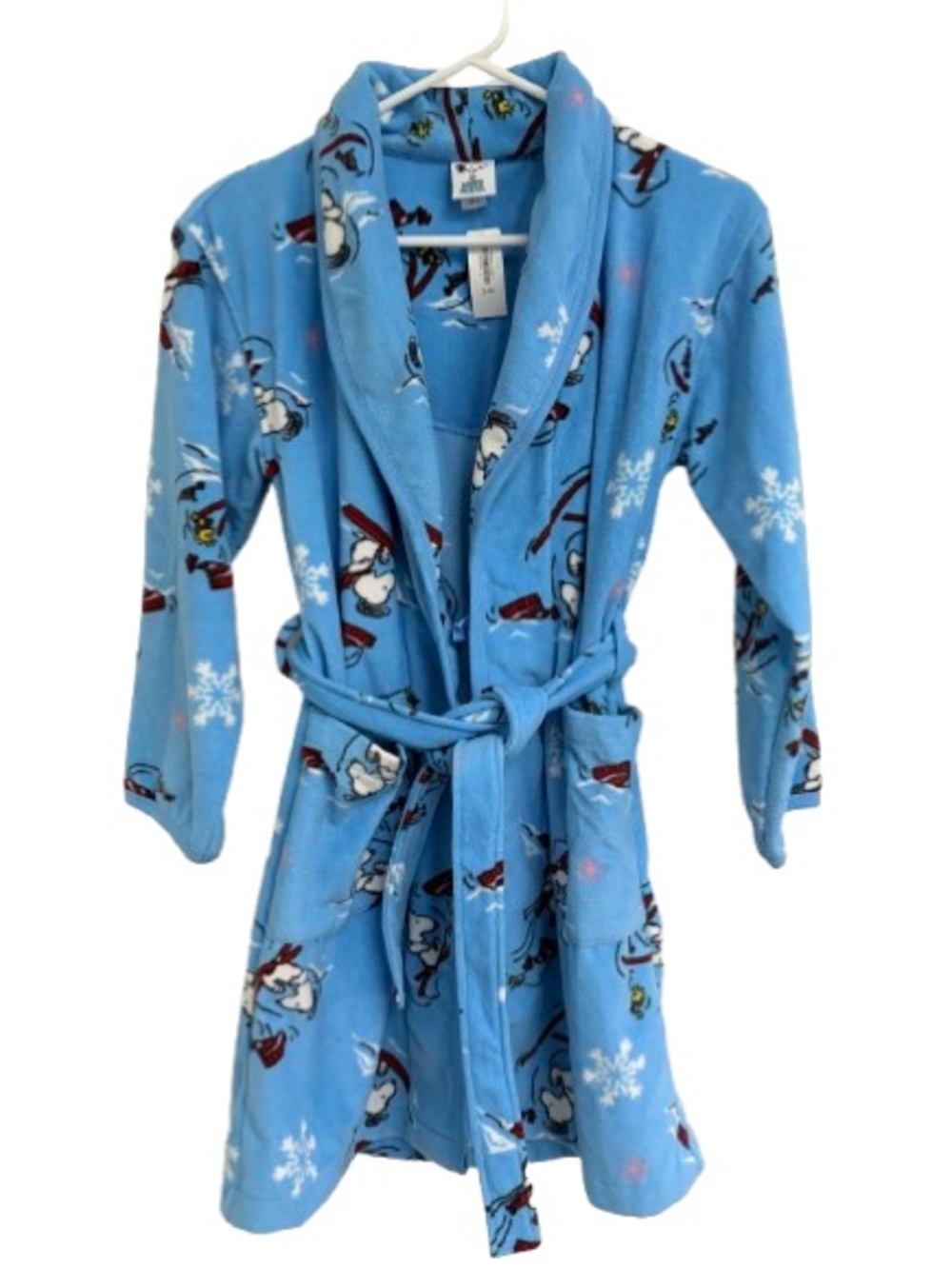 Peanut's Snoopy Light Blue Plush Robe with Snoopy Skier
